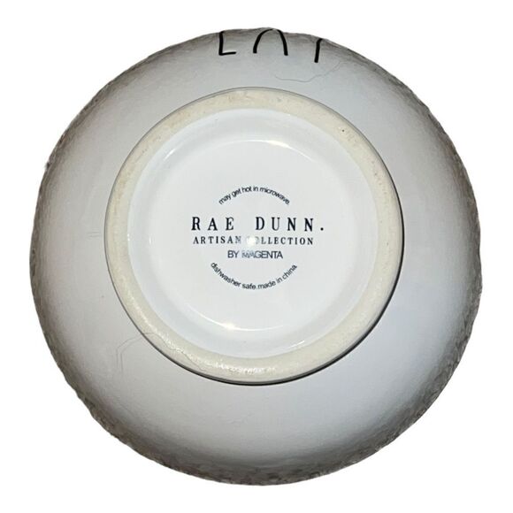 Rae Dunn Artisan Collection EAT Light Blue Interior Cereal Soup Bowl EUC - Picture 4 of 4